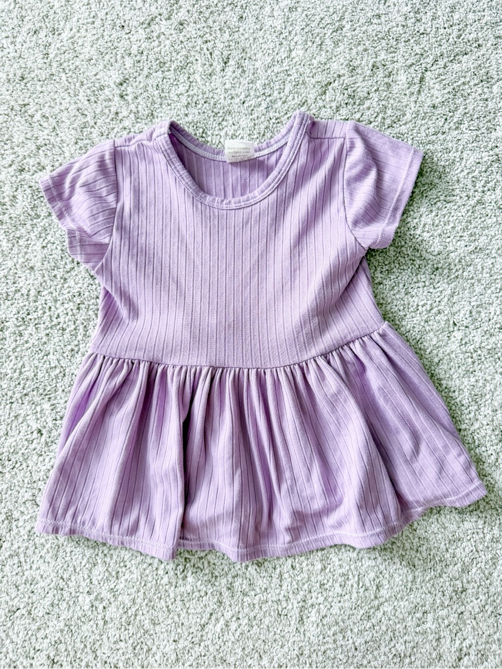 Girls' Lavender Ribbed Peplum Tee - Unknown Brand